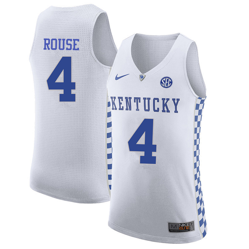 Men Kentucky Wildcats #4 Layton Rouse College Basketball Jerseys-White